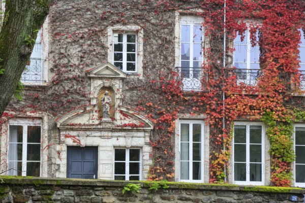 Façade of a historic house near the town hall, Nantes, Loire-Atlantique department, Pays de la