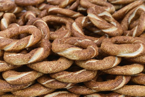 Sesame curls in large quantities with a brown, crispy texture, Istanbul Modern, Istanbul, Turkey,