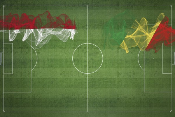Monaco vs Congo Soccer Match, national colors, national flags, soccer field, football game,