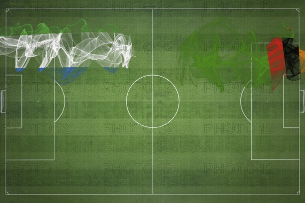 Sierra Leone vs Zambia Soccer Match, national colors, national flags, soccer field, football game,