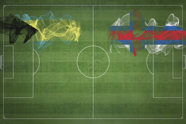 Bahamas vs Faroe Islands Soccer Match, national colors, national flags, soccer field, football