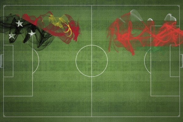 Papua New Guinea vs Oman Soccer Match, national colors, national flags, soccer field, football