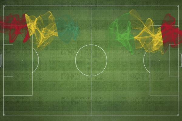 Guinea vs Mali Soccer Match, national colors, national flags, soccer field, football game,