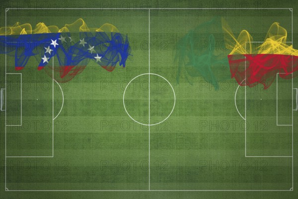 Venezuela vs Benin Soccer Match, national colors, national flags, soccer field, football game,