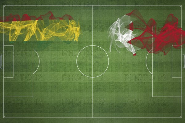Bolivia vs Bahrain Soccer Match, national colors, national flags, soccer field, football game,