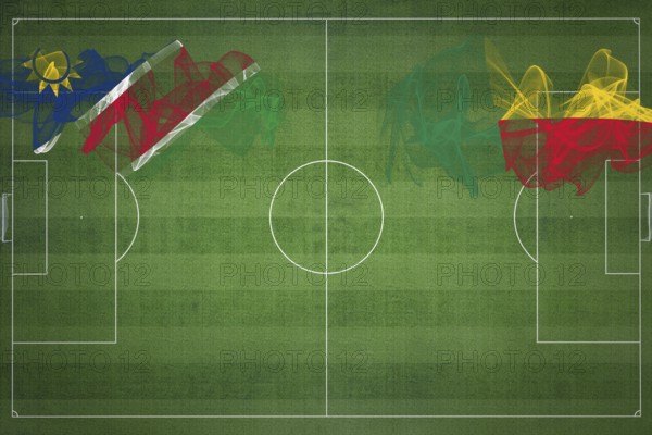 Namibia vs Benin Soccer Match, national colors, national flags, soccer field, football game,