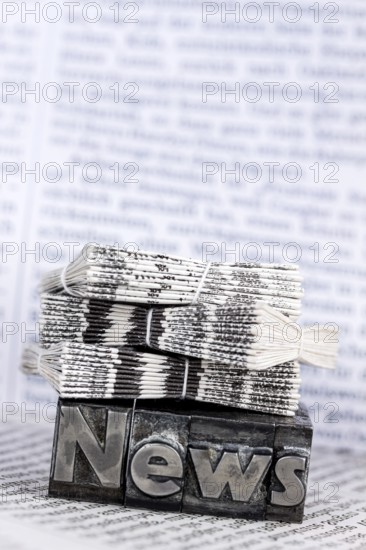The word News was written in lead letters. Symbol photo for newsletters, newspapers and Information