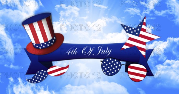 Happy 4th of July. Glasses and Mustache Design of the American Flag With Hat of Uncle Sam and