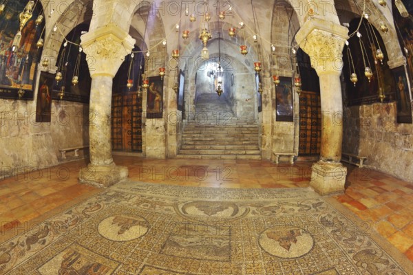 Jerusalem - September 3: Hall of the Holy Sepulchre in September 3, 2012 in Jerusalem. The hall in