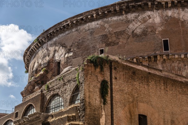 Rome, Italy, August 18, 2016: Outdoor view of Pantheon of Agripa in Rome a sunny summer day. The