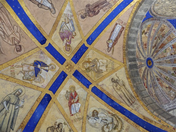 Evangelists and the eight hermitages of Artziniega, 20th century mural painting, Parish Church of