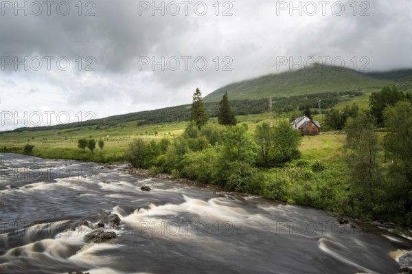 The bridge of orchy river in Argyll and Bute in the central highlands of Scotland, United Kingdom.