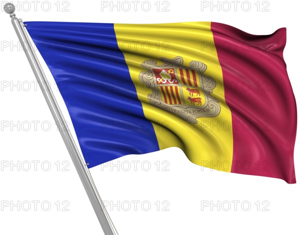 Flag of Andorra, This is a computer generated and 3d rendered picture