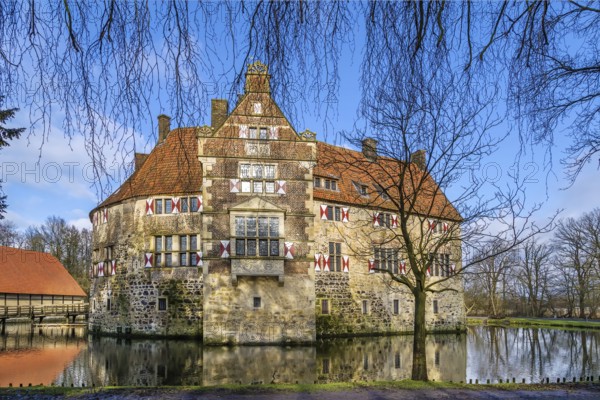 Vischering Castle in Ludinghausen, North Rhine-Westphalia is the most typical moated castle in the