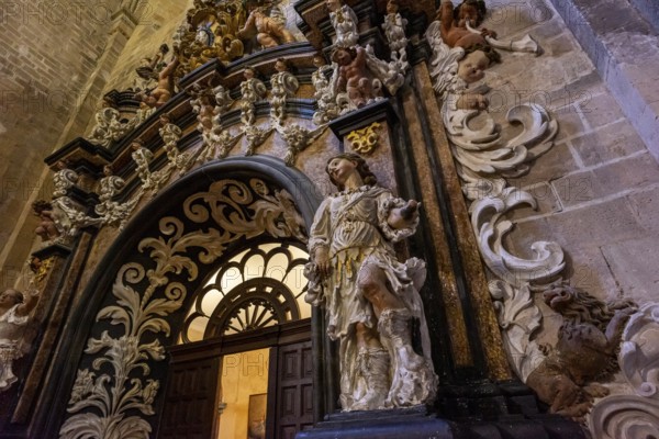 Baroque sacristy door, 17th century, abbey church, Royal monastery of Santa María de Veruela, 12th