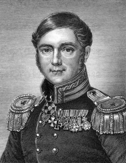 Karl Ferdinand von Graefe (1787-1840) on engraving from 1859. German surgeon from Warsaw. Engraved
