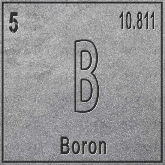 Boron chemical element, Sign with atomic number and atomic weight, Periodic Table Element, silver