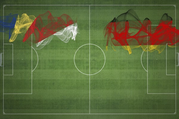 Seychelles vs Germany Soccer Match, national colors, national flags, soccer field, football game,