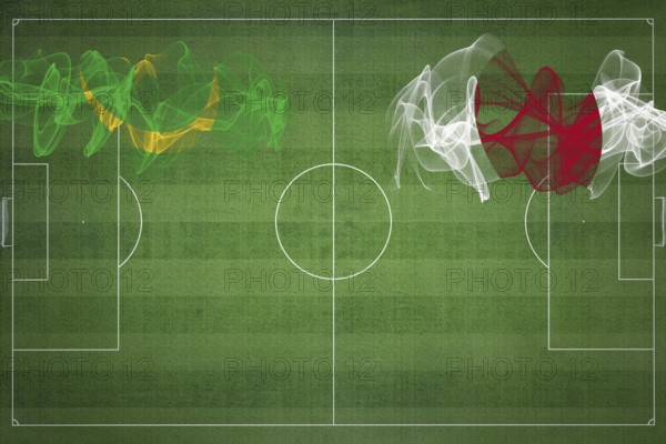 Mauritania vs Japan Soccer Match, national colors, national flags, soccer field, football game,