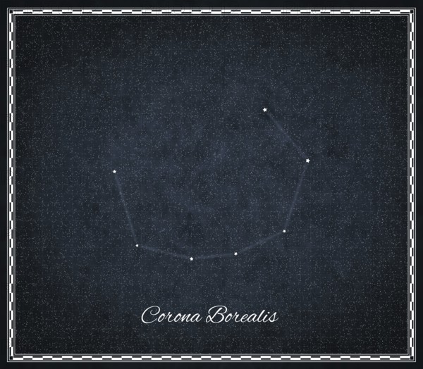 Corona Borealis star constellation, Night sky, Cluster of stars, Deep space, Northern Crown