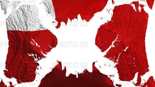 Abudhabi, capital of United Arab Emirates torn flag fluttering in the wind, over white background,