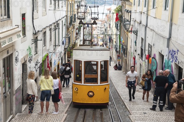 10.06.2018, Lisbon, Portugal, Europe, Tramway Ascensor da Bica also known as Bica Funicular in the