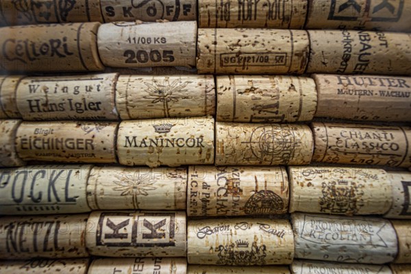 Prague, Czech Republic, February 2014: Illustrative Editorial: collection of wine corks from