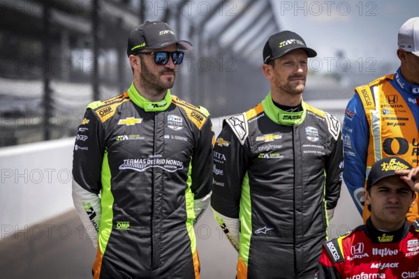 ROMAIN GROSJEAN (77) of Geneva, Switzerland prepares to practice for the Indy 500 at the