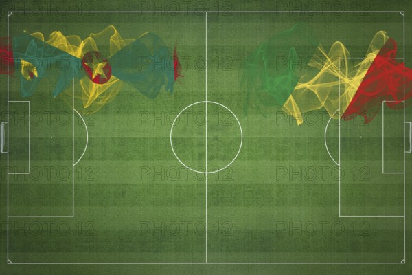 Grenada vs Congo Soccer Match, national colors, national flags, soccer field, football game,
