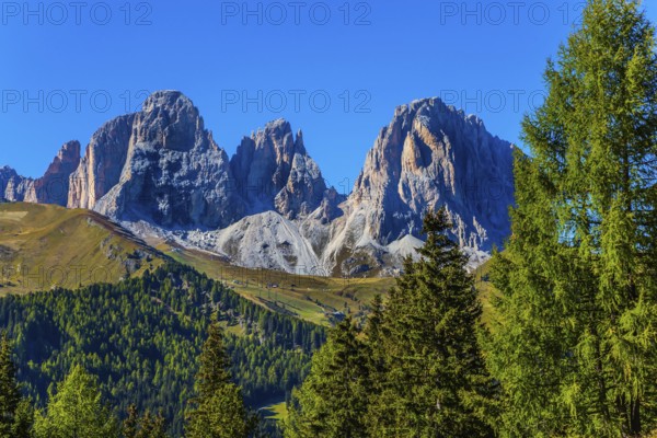 The most picturesque route in the Italian Dolomites, the Southern Limestone Alps. The coniferous