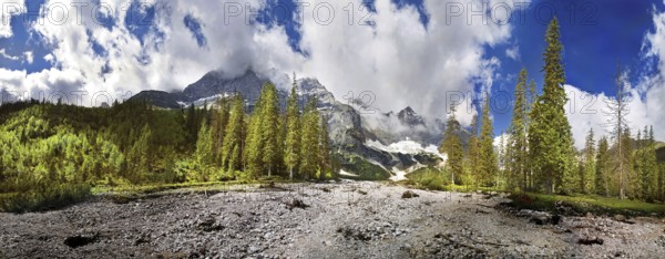 Dried-up river bed of the upper St. John Brook, Karwendel, Austria Dried-up river bed of the upper