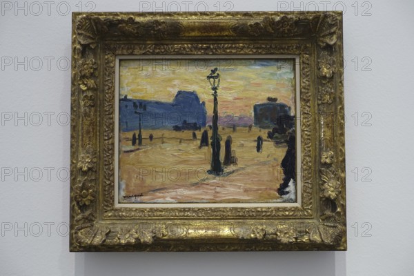 Würth Museum 2, Impressionist painting of a street scene at dusk with lantern light and
