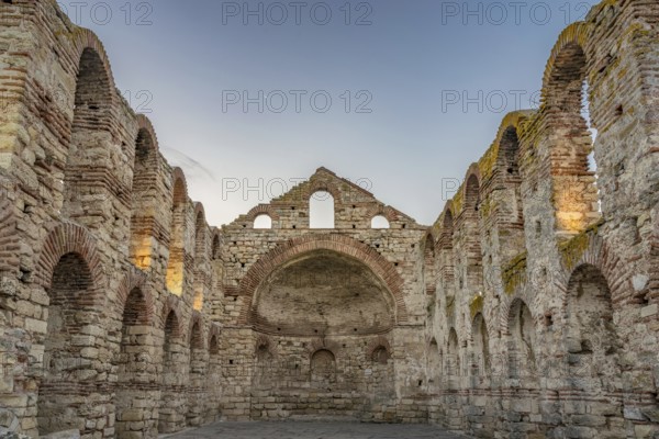 The Church of Saint Sofia or Old Bishopric at sunrise in Nessebar ancient city. Nesebar, Nesebr is