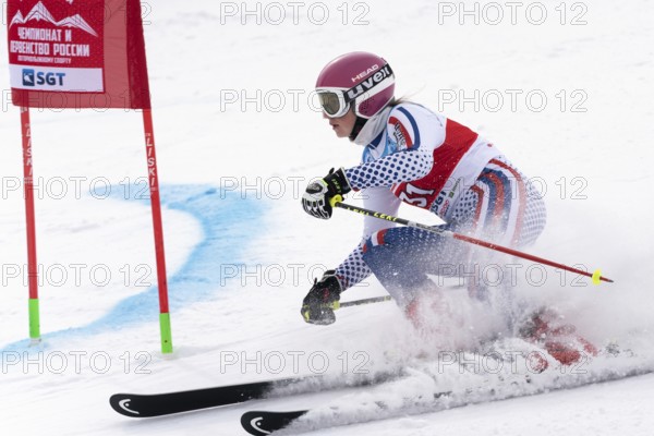 KAMCHATKA PENINSULA, RUSSIA, APRIL 2, 2019: Russian Women s Alpine Skiing Cup, International Ski