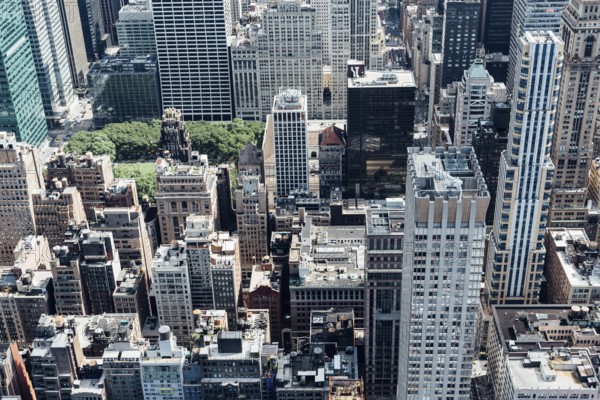 New York City, USA, June 25, 2018: Aerial view of the Midtown of Manhattan from Empire State