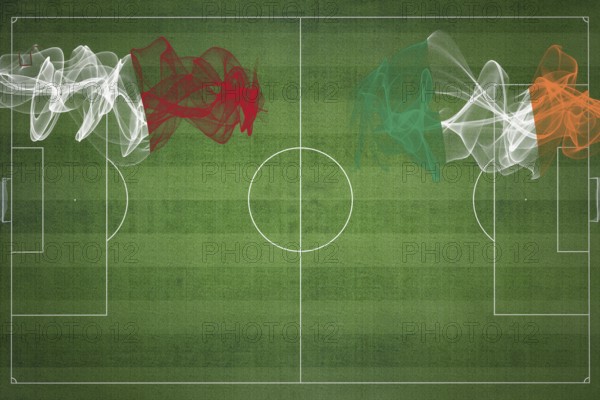 Malta vs Ireland Soccer Match, national colors, national flags, soccer field, football game,
