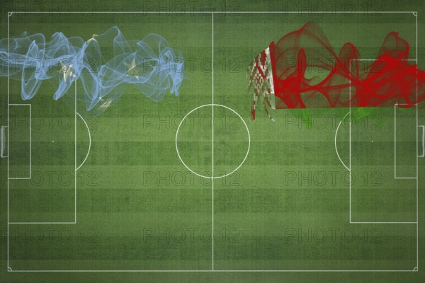 Micronesia vs Belarus Soccer Match, national colors, national flags, soccer field, football game,