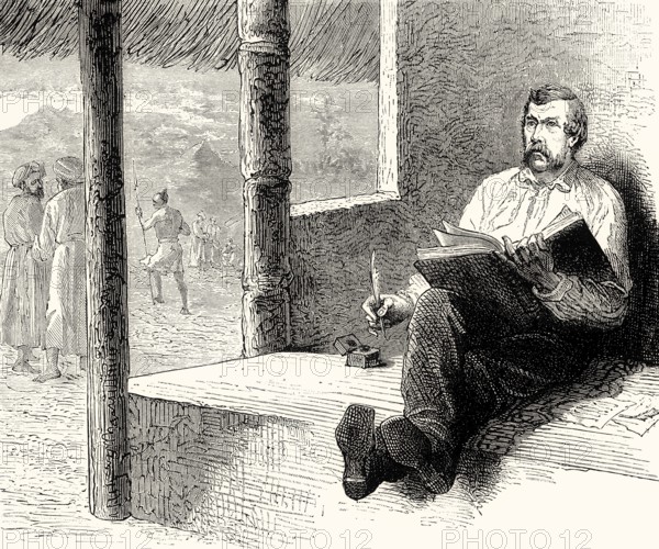 David Livingstone writing in his journal, Ujiji, Tanzania, 1813, 1873, a Scottish missionary and