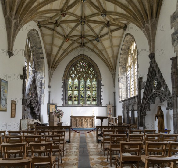 St Davids, United Kingdom, 28 August, 2022: view of one of the historic Lady Chapel inside the St