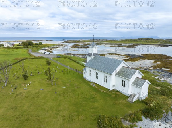 Gimsoy church in the Lofoten Islands. It is a parish church in the municipality of Vagan in