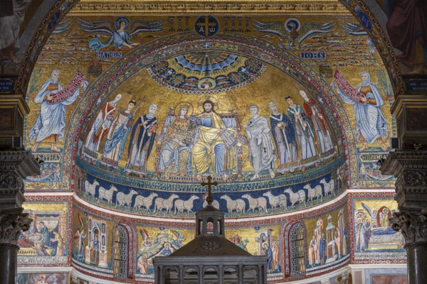 Apse, mosaic with the Coronation of the Virgin, 12th century, work of Pietro Cavallini, The