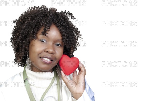 A beautiful female doctor in a lab coat