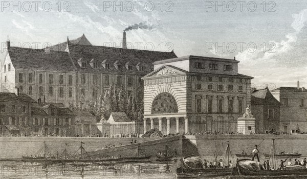 Barriere de Passy, Paris, antique steel engraved print, 1831