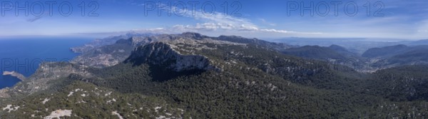 Archduke's refuge in Talaia Vella and aerial view of the Archduke's path, Valldemossa, Majorca,