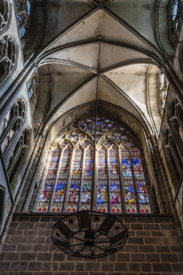 Dol-de-Bretagne, France, July 25, 2018: Interior view of the Cathedral of Saint Samson. The