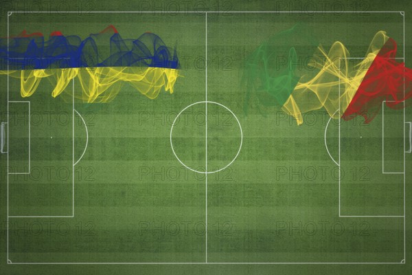 Mauritius vs Congo Soccer Match, national colors, national flags, soccer field, football game,