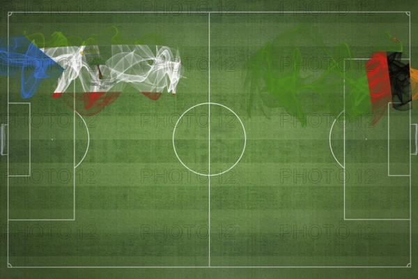 Equatorial Guinea vs Zambia Soccer Match, national colors, national flags, soccer field, football