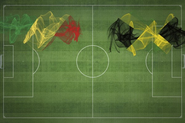 Republic of the Congo vs Jamaica Soccer Match, national colors, national flags, soccer field,