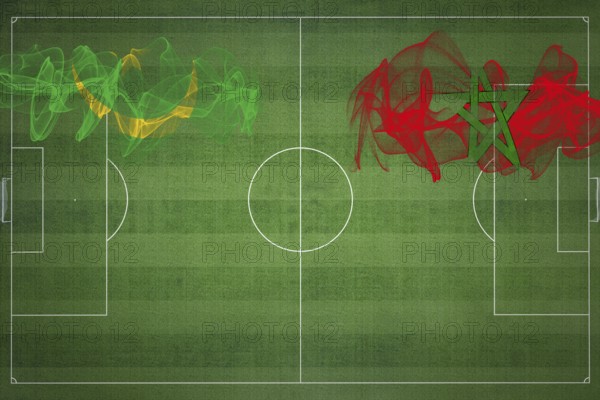 Mauritania vs Morocco Soccer Match, national colors, national flags, soccer field, football game,
