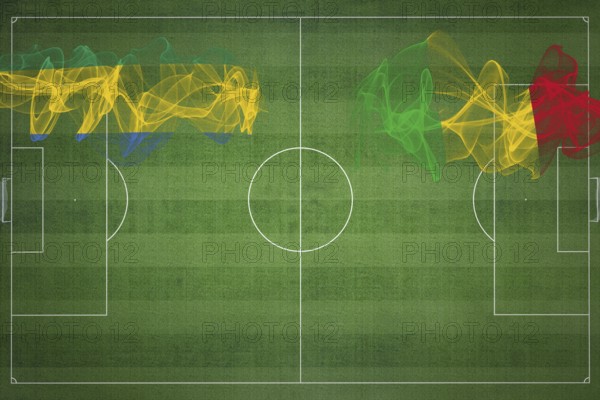 Gabon vs Mali Soccer Match, national colors, national flags, soccer field, football game,